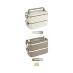 Mabeyn Vagonlife Bento 2000ML Lunchbox 2 Katlı 3 Bölmeli Mini Kaseli Çelik Sefer Tası Yemek Kutusu (Kahverengi) - Kestane Akaju - Option-1