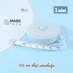 Mabs Tech 150 cm Tek Tuşla Otomatik Saran Soft Renk Plastik Mezura - 1 Adet Buz Mavisi