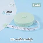 Mabs Tech 150 cm Tek Tuşla Otomatik Saran Soft Renk Plastik Mezura - 1 Adet Su Yeşili