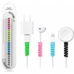Mabs Tech Şarj ve Kulaklık Kablo Koruyucu Set 4'lü - Spiral Silikon Esnek Yay Aparat, Renkli Koruma