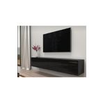 MAC DİZAYN Adresan Tv Ünitesi Tv Sehpası Parlak Siyah Highgloss 200 Cm