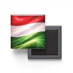 Macaristan - Abstract Efektli Bayrak - Baskılı Kare Buzdolap Magneti