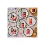 Macaron & Moda Figürlü Renkli 6'Lı Pasta Veya Tatlı Tabak Seti (20 Cm) Tatlı, Kek Veya Servis Tabağı