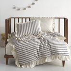 Macas Home Bluesky Bebe %100 Pamuk Fırfırlı Ipliği Boyalı Nevresim Takımı 100*150 - 100 x 150 cm - Bej - Mavi