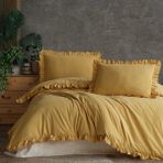 Macas Home Daphne %100 Pamuklu Fırfırlı Çift Kişilik Nevresim Takımı 200*220 Dphnckt - 200 x 220 cm - Sarı