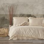 Macas Home Grace %100 Pamuklu Fırfırlı Ipliği Boyalı Çift Kişilik Nevresim Takımı 200*220 - 200 x 200 cm - Bej