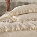 Macas Home Grace %100 Pamuklu Ipliği Boyalı Yıkamalı Battal Boy Nevresim Takımı 240*220 - Krem