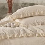 Macas Home Grace Pamuklu Yıkamalı Fırfırlı Yastık Kılıfı 2*50*70 - Ekru
