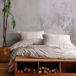 Macas Home Helen %100 Pamuklu Ipliği Boyalı Yıkamalı Çift Kişilik Nevresim Takımı 200*220 - 200 x 220 cm - Bej - Gri