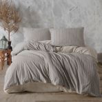 Macas Home Helios %100 Pamuklu Ipliği Boyalı Yıkamalı Çift Kişilik Nevresim Takımı 200*220 - Bej - Gri - 200 x 220 cm