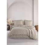 Macas Home Hemera %100 Pamuklu Fırfırlı Vintage Çift Kişilik Nevresim Takımı 200*220 - Taş