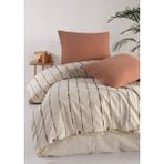 Macas Home Iris Mocca %100 Pamuklu Yıkamalı Ipliği Boya Vintage Tek Kişilik Nevresim Takımı 160*220 - Ekru