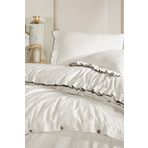 Macas Home Lotis %100 Pamuklu Süs Overlok Dikişli Fırfırlı Yıkamalı Tek Kişilik Nevresim Takımı 160*220