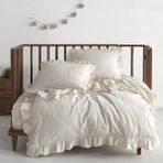 Macas Home Pure Natural Bebe %100 Pamuk Fırfırlı Yıkamalı Nevresim Takımı 100*150 - 100 x 150 cm - Bej