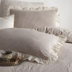 Macas Home Ruffle %100 Pamuklu Fırfırlı Ipliği Boyalı Tek Kişilik Nevresim Takımı 160 x 220 - 160 x 220 cm - Bej - Kahverengi