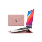Macbook Air 13.6 Inç M2-M3 Çip 2022/2024 A2681 A3113 Uyumlu Deri Tasarım Standlı Taşıma Çanta 13 - 14,9 İnç Siyah