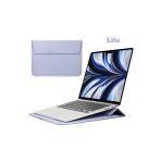 Macbook Air 13.6 M2 M3 M4 Çip 2022 2024 2025 A2681 A3113 A3240 Uyumlu Çanta Pu Deri Stantlı Tasarım Lila