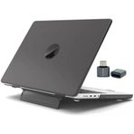 Macbook Air 13 Inç (13.6) Kılıf M2 / M3 / M4 Uyumlu – Standlı Mat Şeffaf Sert Pc Hardcase Isı Dağıtımlı İnce Koruma Siyah