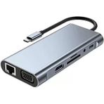 Macbook Air Ile Uyumlu Type-C Çevirici Dönüştürücü Çoklayıcı Pd Şarj Hdmı Sd Vga Girişli 11 In 1