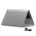 MacBook Air M1 13 inç Kılıf A2337 Uyumlu Sert Kapak | A2179 A1932 Hard Case Koruyucu Şeffaf Kapak – Parmak İzi Tutmaz Gri