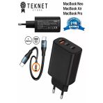 Macbook Air/Pro/Neo Uyumlu Sarj Aleti Akım Korumalı 65W Hızlı Şarj Cihazı Adaptör Seti
