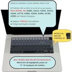 Macbook Klavye Koruyucu Silikon Kılıf Türkçe Q Baskili Uk-Ters L- Enter Tipi Air 13,6-15,3Inç- 14,2-16,2Inç M1-M2-M3-M4 Uyumlu, Yıkanabilir Silikon Klavye Filmi Siyah Gri