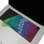 MacBook Klavye Koruyucu Silikon Kılıf Türkçe Q Baskılı Uk-Ters L- Enter Tipi Air 13,6-15,3inç- Pro 14,2-16,2inç M1-M2-M3-M4 Pro Max Uyumlu, Ultra Ince Hafif Yıkanabilir Pembe Yeşil - Altın