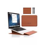 Macbook Pro 14 İnç M3 / M3 Pro / M3 Max A2992 Uyumlu Deri Mıknatıslı Tasarım Standlı Çanta 13 - 14,9 İnç Siyah