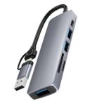 MacBook Pro Air Uyumlu Huawei Dell ile Uyumlu Type C USB A ve USB C kart okuyucu 6 in 1 hub laptop USB 3.0 + SD/tf + PD + Type-C için Windows, iPad, Apple ile Uyumlu Airsky HC-13FL
