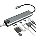 Macbook Pro Air Uyumlu Usb Type-c Hub Dönüştürücü Çevirici Çoklayıcı Usb Hdmı Micro Sd 8 Girişli 8 in 1