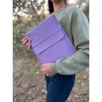 MacBook Pro, Air ve Diğer Uyumlu Laptop Kılıfı 13’ 14’ 15' Inç Notebook Vegan Suni Deri Çanta - 15.6'' - Lila