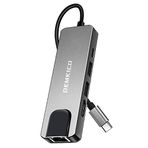 MacBook Pro MacBook Air 2020/2019/2018 ve daha fazla usb c cihazları için 5 IN 1 USB C Adaptörü, DEMKICO USB C Dock Kilidi, 4K HDMI, 100 Mbps Ethernet RJ45 LAN, 2 USB 3.0 ve USB C PD Bağlantı Noktası