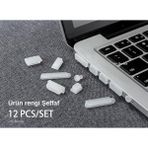 MacBook Toz Koruyucu Silikon Port Tıpa Seti 12’si Bir Arada Usb-A Magsafe HDMI Sd Uyumlu Eski Nesil Retina Kasa Şeffaf - Altın