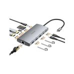 Macbook Uyumlu 11 Hub Çift Hdmı 8k Gigabit Ethernet USB 3.2 USB 3.0 10 Gbps Sd Tf Pd 100W Aluminyum
