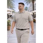 Maccali Erkek Çizgili Büyük Beden Bej Triko Polo Yaka T Shirt