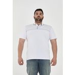 Maccali Erkek Desenli Basic Büyük Beden Kısa Kollu Battal Polo Yaka Tişört Beyaz