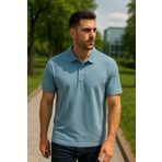 Maccali Erkek Slim Fit Kısa Kollu Basic Bebe Mavi Polo Yaka Tişört