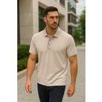 Maccali Erkek Slim Fit Kısa Kollu Basic Krem Polo Yaka Tişört