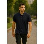 Maccali Erkek Slim Fit Kısa Kollu Basic Lacivert Polo Yaka Tişört