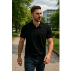 Maccali Erkek Slim Fit Kısa Kollu Basic Siyah Polo Yaka Tişört
