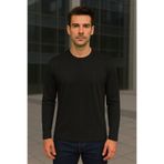 Maccali Erkek Uzun Kollu Günlük Rahat Basic Siyah Sweatshirt