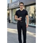 Maccali Erkek Yazlık Trend Pamuklu Basic V Yaka Siyah Tişört