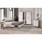 Macera Mobilya Paris 6 Kapaklı Komple Mdf Atlantik Çam-Beyaz Yatak Odası Takımı
