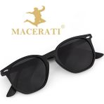 Macerati 2023 Vintage Siyah Güneş Gözlüğü UV Filtreli Kemik Çerçeve ile Şık Tasarım