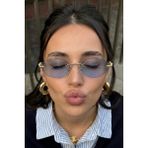 Macerati Cartiess Unisex Elips Mavi Gold Çerçeveli Ultra Hafif UV400 Filtreli Güneş Gözlüğü - Altın - Mavi
