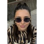 Macerati Cartiess Unisex Elips Siyah Gold Çerçeveli Ultra Hafif UV400 Filtreli Güneş Gözlüğü - Siyah - Altın