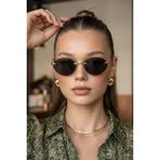 Macerati Cartiess Unisex Elips Siyah Goldçerçeveli Ultra Hafif UV400 Filtreli Güneş Gözlüğü - Siyah - Altın