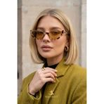Macerati Edda Noir Kadın Cat Eye Trend Leopar Gold Çerçeveli Ultra Hafif UV400 Filtreli Siyah Güneş Gözlüğü