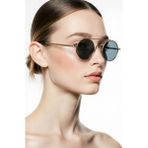 Macerati Unisex Gold Metal Yuvarlak Çerçeve UV400 Güneş Gözlüğü,gözlük Kabı Hediyeli - Siyah