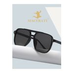 MACERATİ Unisex Vintage Siyah Güneş Gözlüğü